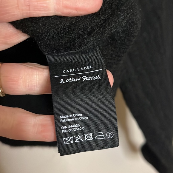 & Other Stories | round neck balloon sleeve sweater in black - Picture 6 of 8